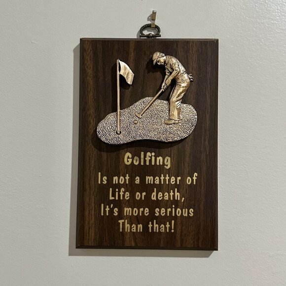 Vintage Golfing Wooden Plaque Made in Canada Father's Day Gift Golf Home Decor - Picture 1 of 8